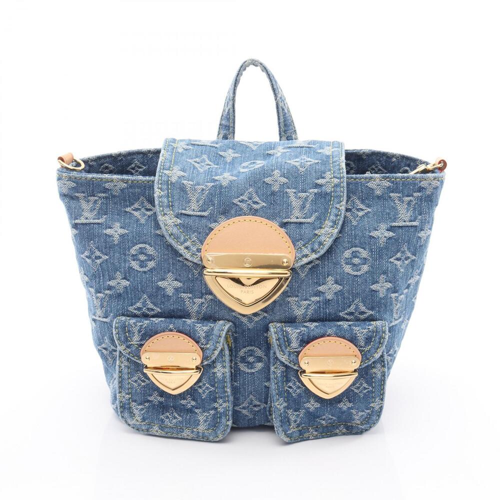 Louis Vuitton Venice Monogram Denim Backpack Leather Blue